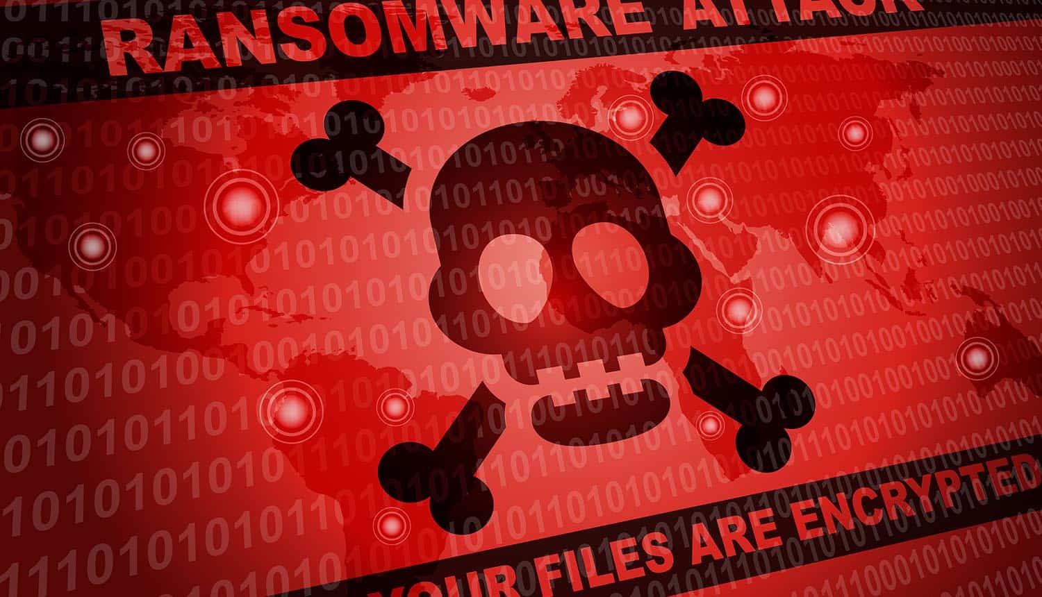Ransomware attack on screen