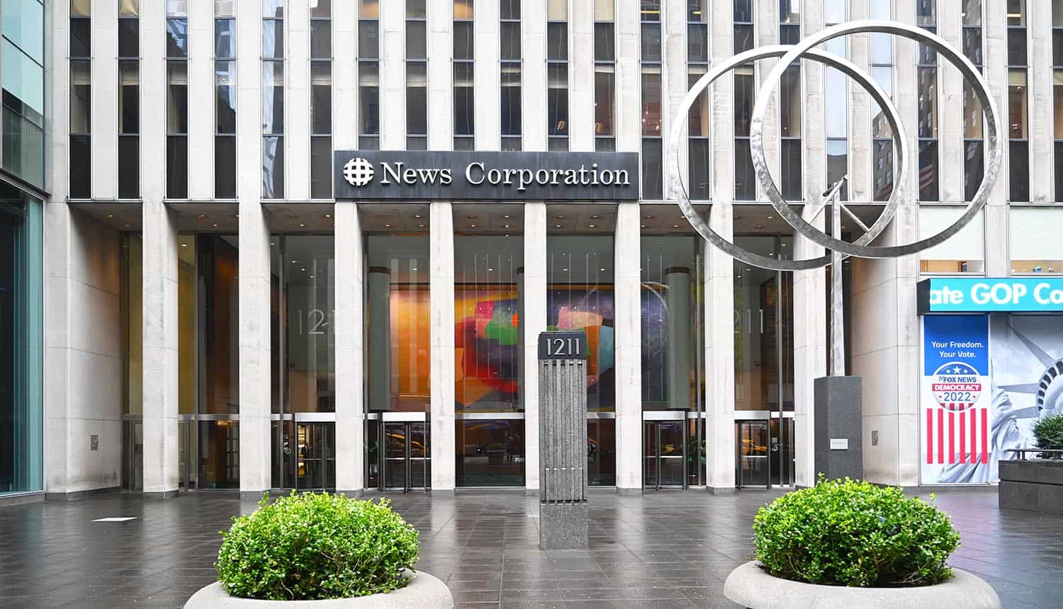 The News Corp building in Manhattan showing security breach by Chinese hackers for cyber espionage