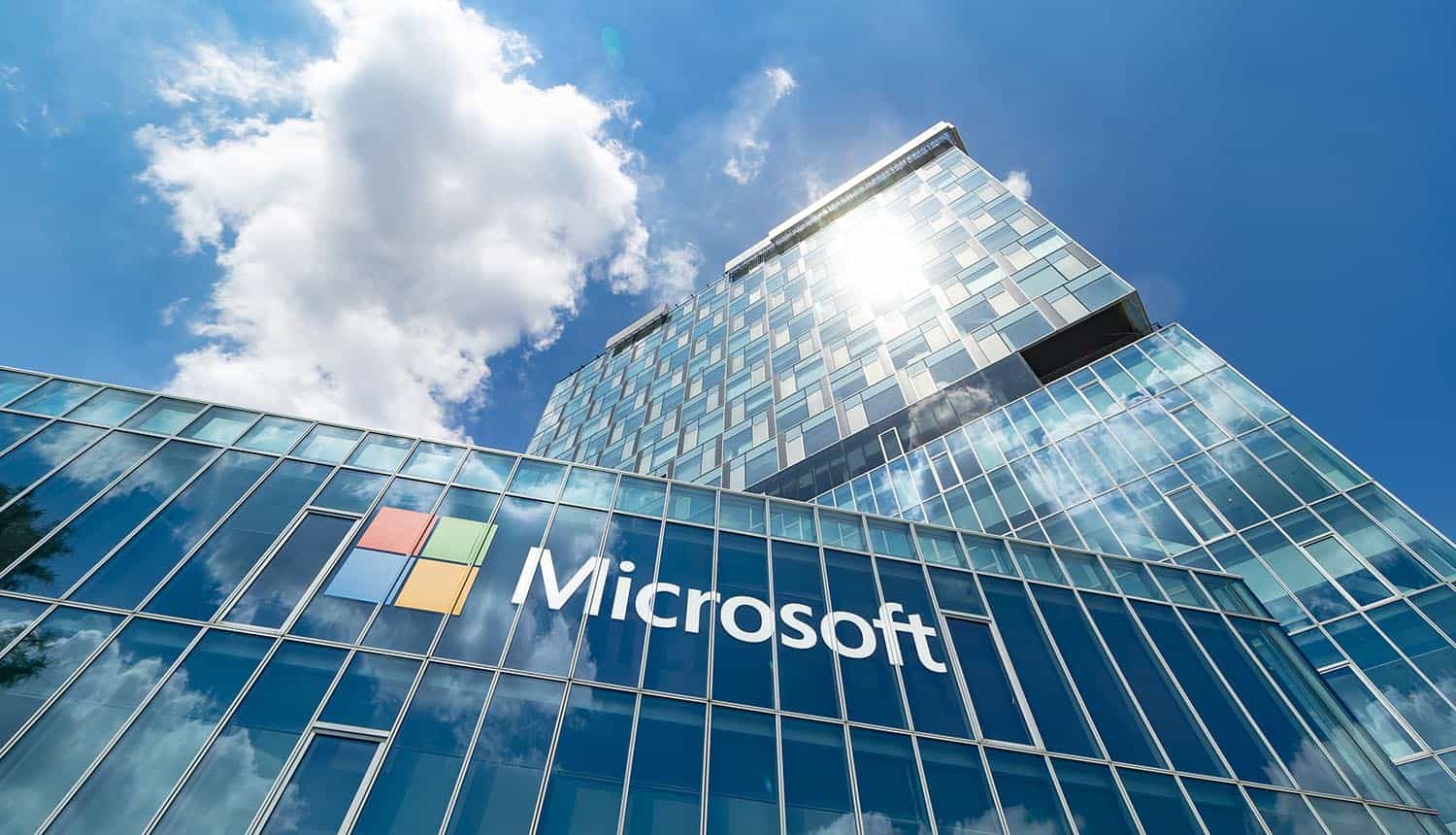 View of Microsoft office building showing cloud services security review