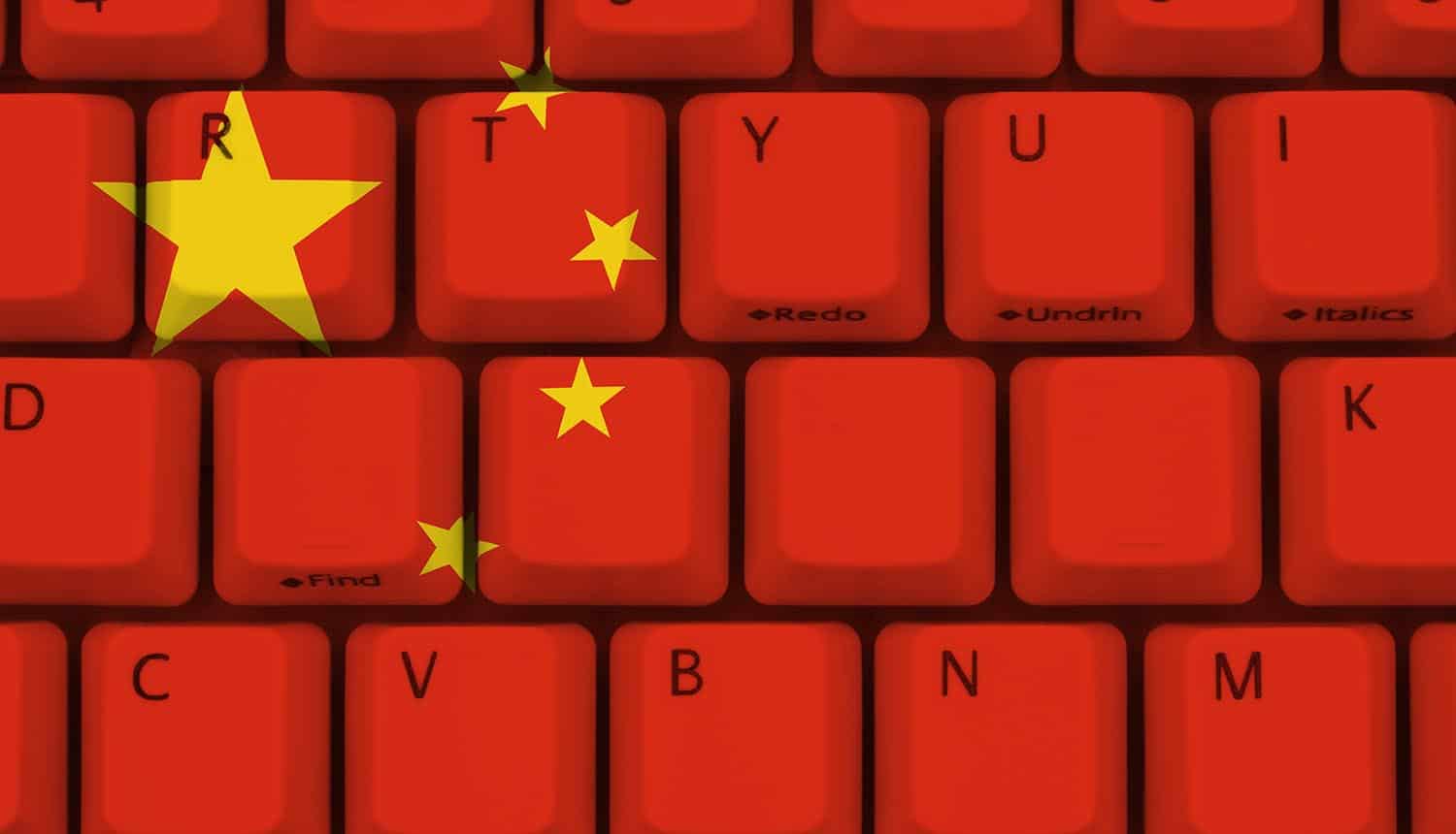 Computer keyboard with China flag showing Chinese hackers stole signing key