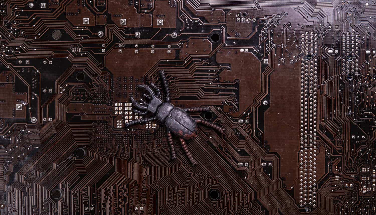 Bug on computer board showing security vulnerability for libwebp