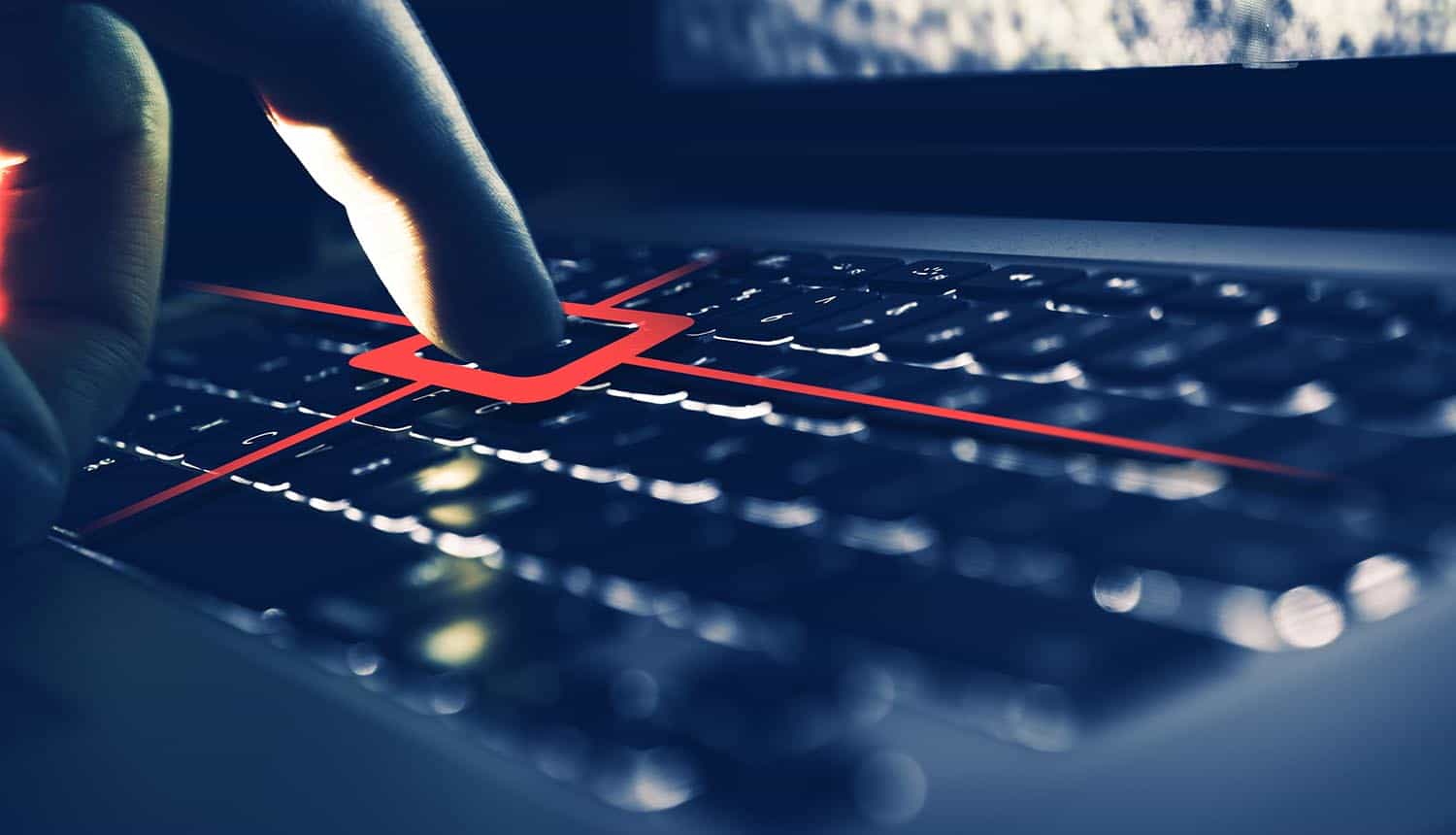 Finger pressing keyboard button showing Iranian hackers target water utilities