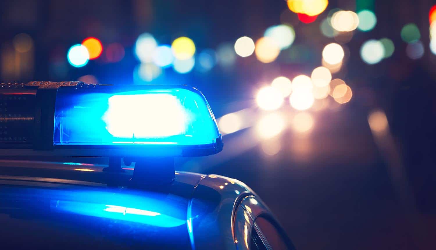 Blue flasher on police car showing law enforcement operation on Blackcat/ALPHV ransomware gang
