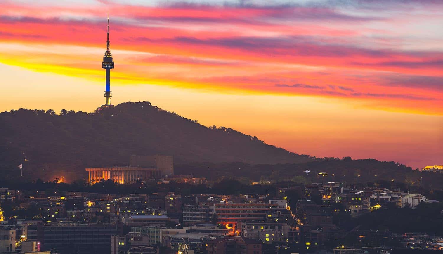 Night view of Seoul in South Korea showing privacy fine for data leak