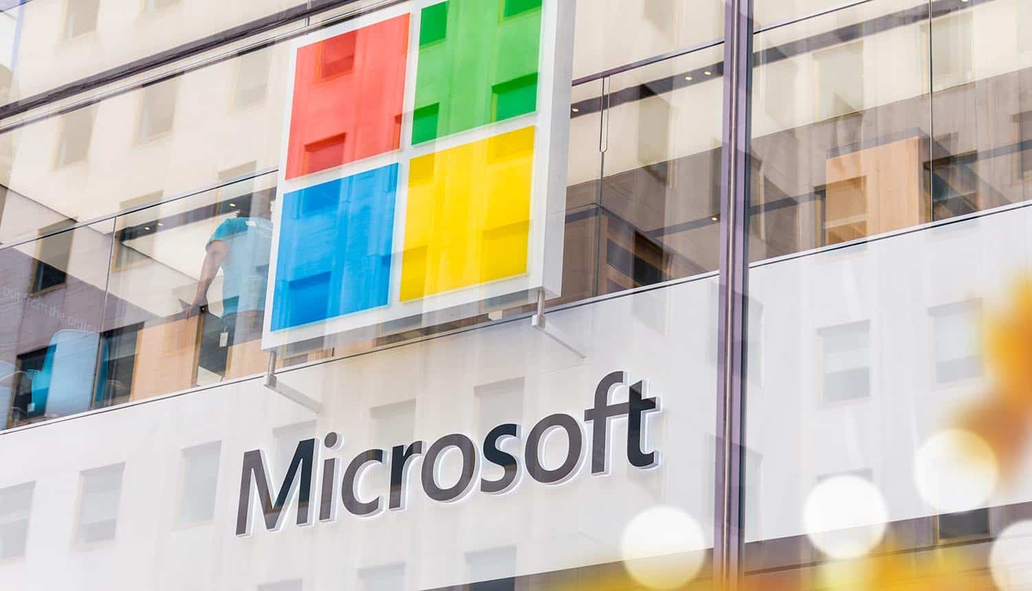 Microsoft office building showing security initiative to counter cyber threats