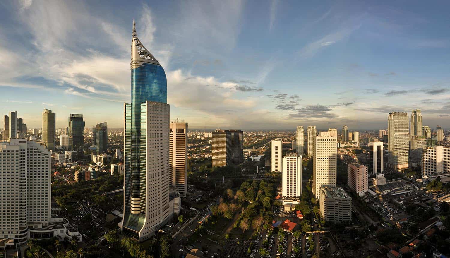 View of Jakarta city showing cyber attack on national data center