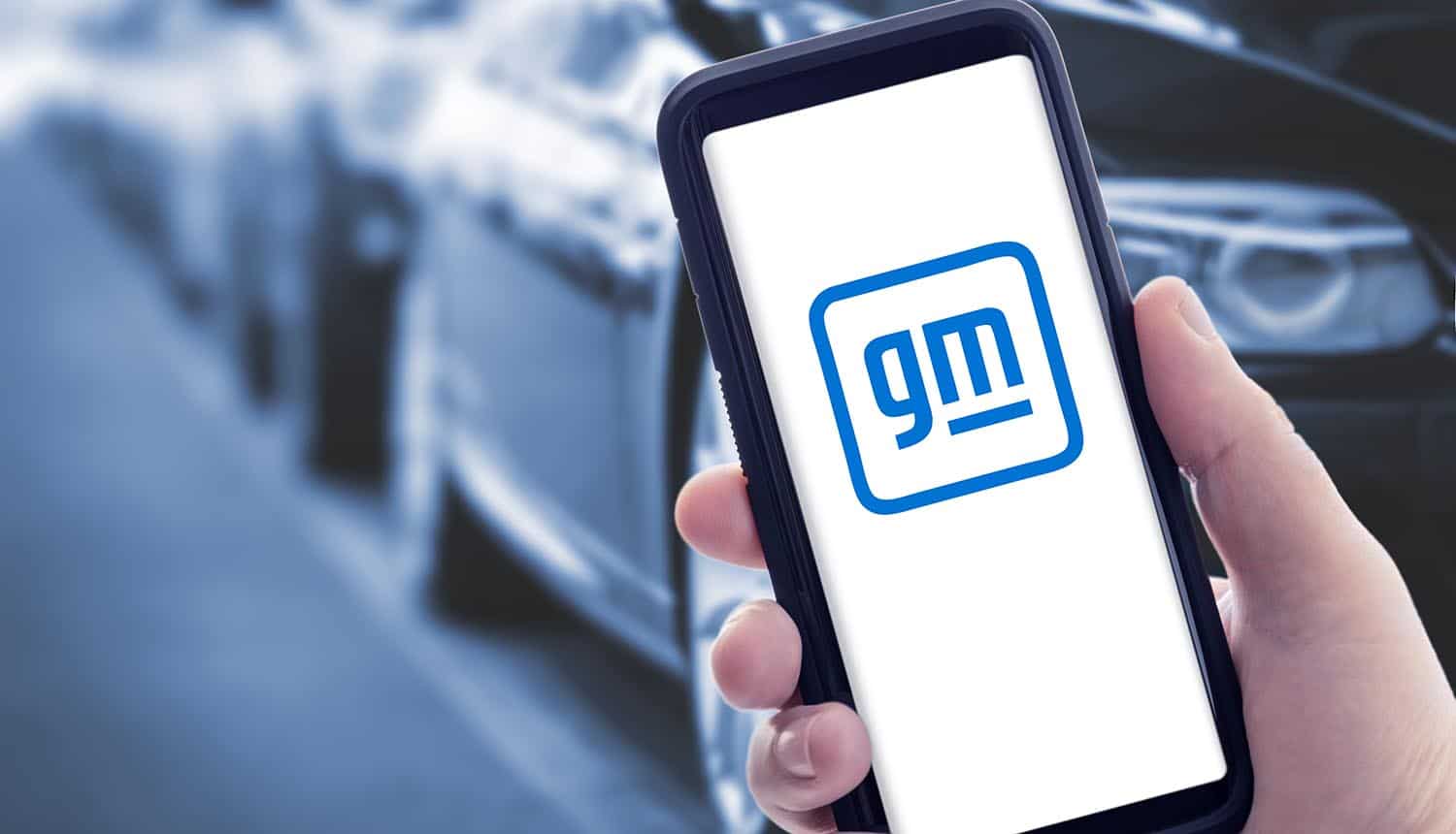 Phone screen with General Motors logo showing consumer privacy violation of driver data