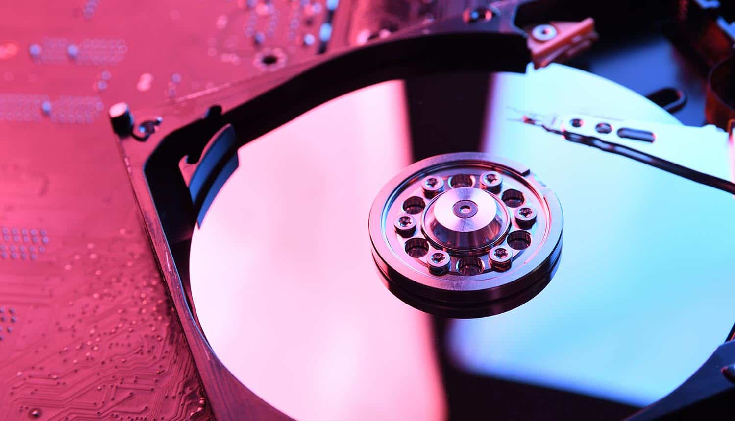 Hard disks showing data handling of storage media