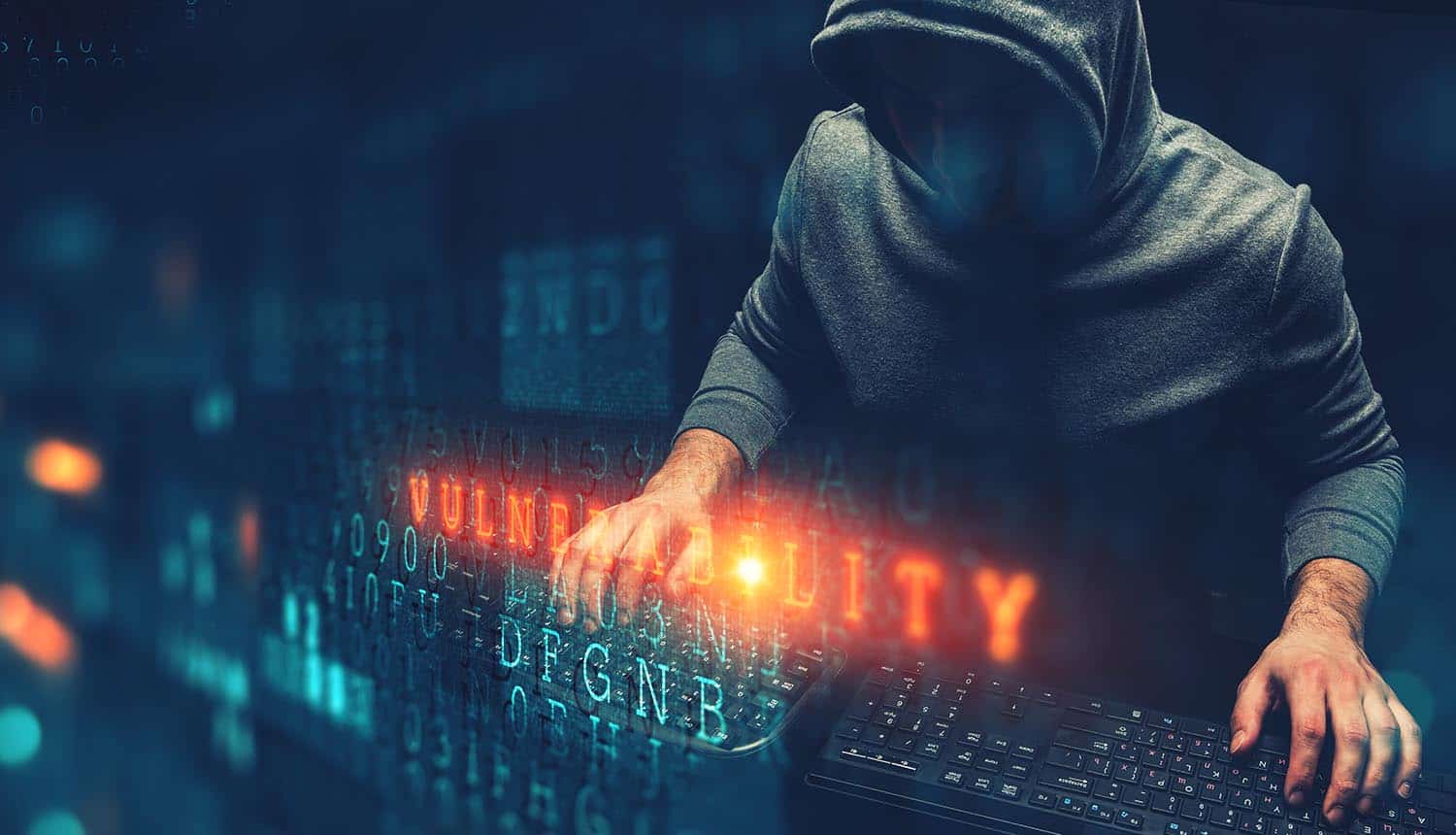 Hacker working showing exploited vulnerabilities