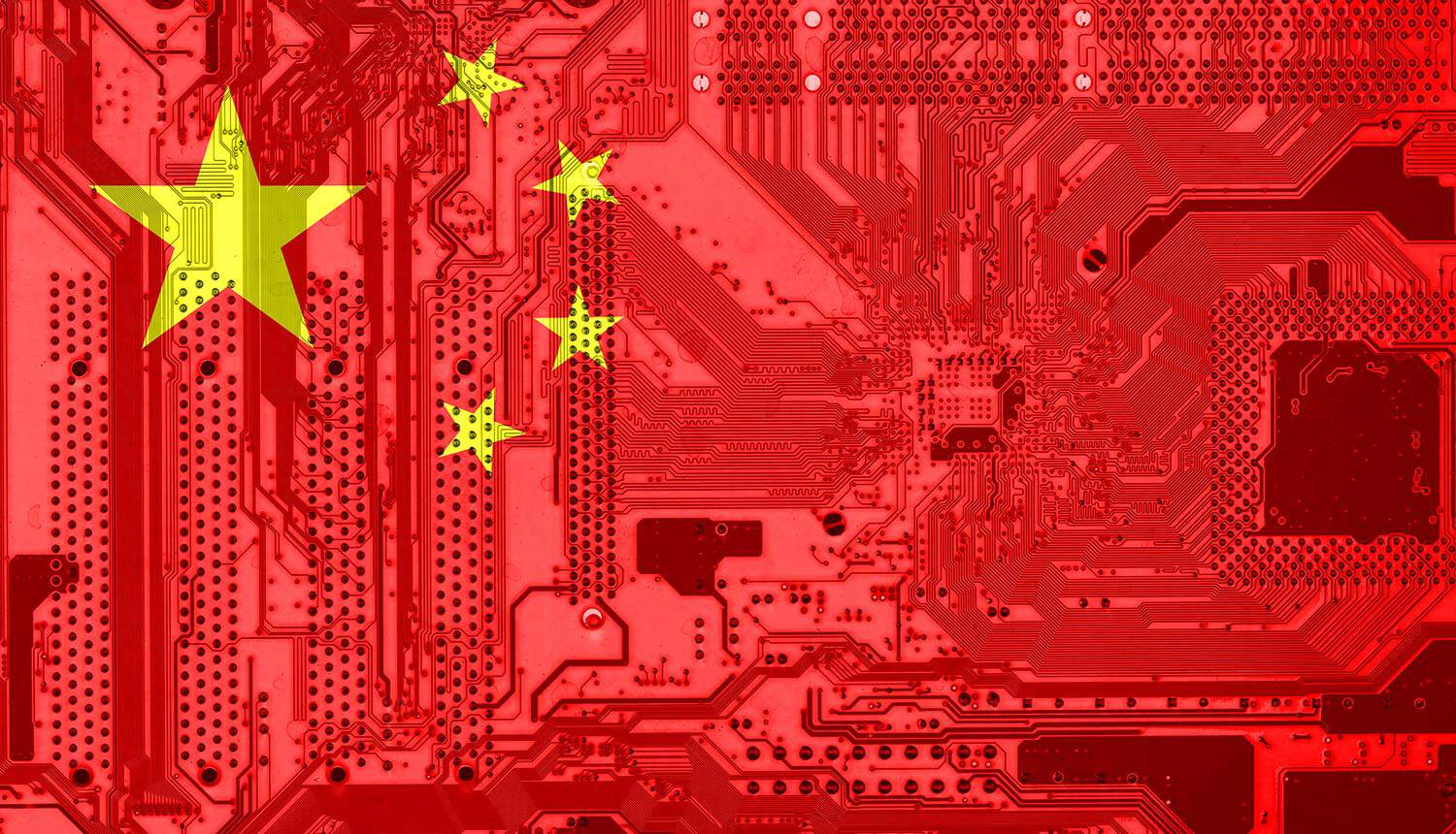 China flag on circuit board showing Chinese hackers and cyber espionage