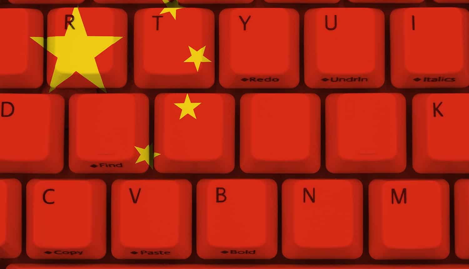Keyboard with China flag showing US telecom companies breached by Chinese hackers Salt Typhoon