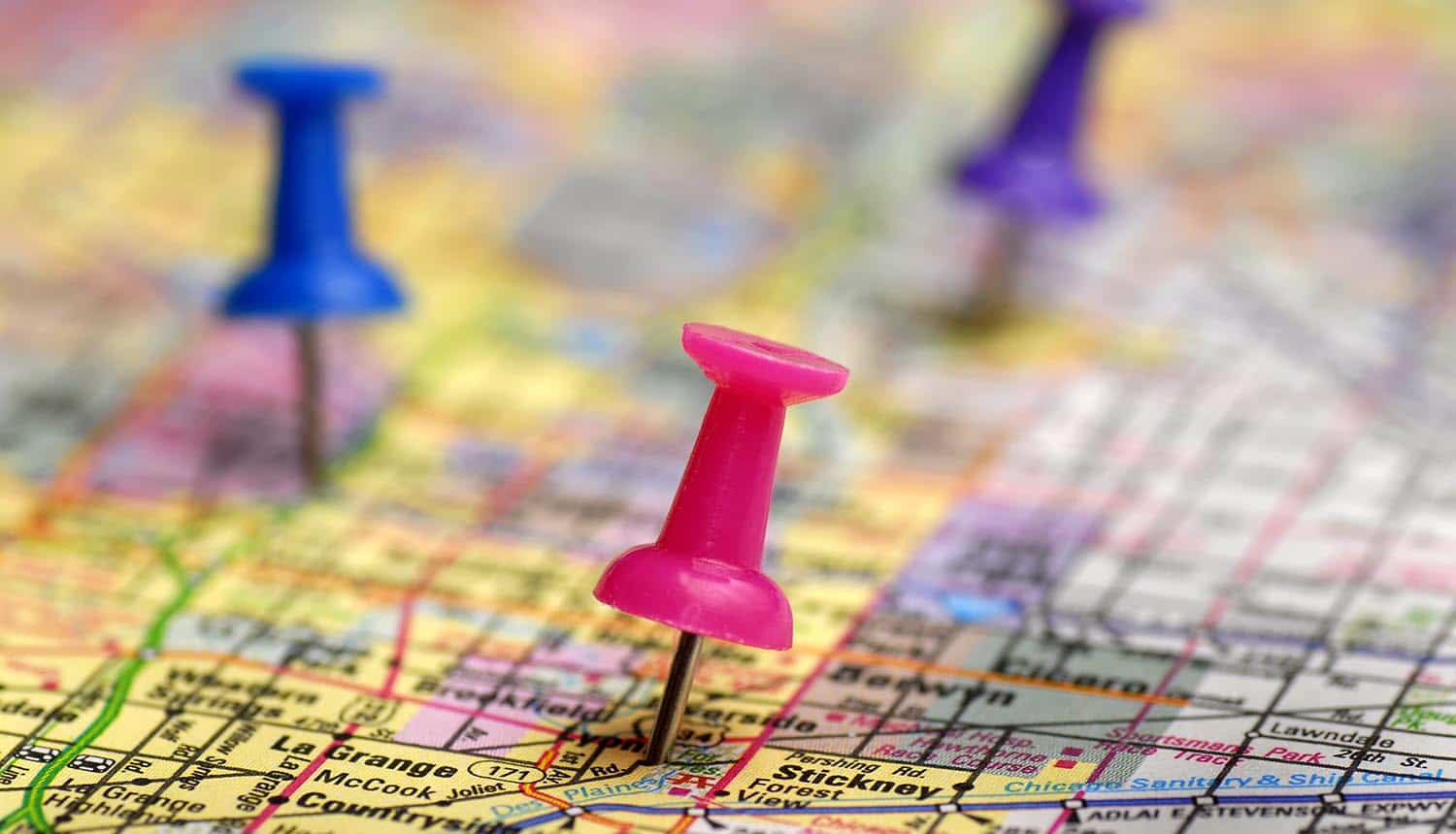 Map with thumb tacks showing location data from Cloudflare CDN flaw