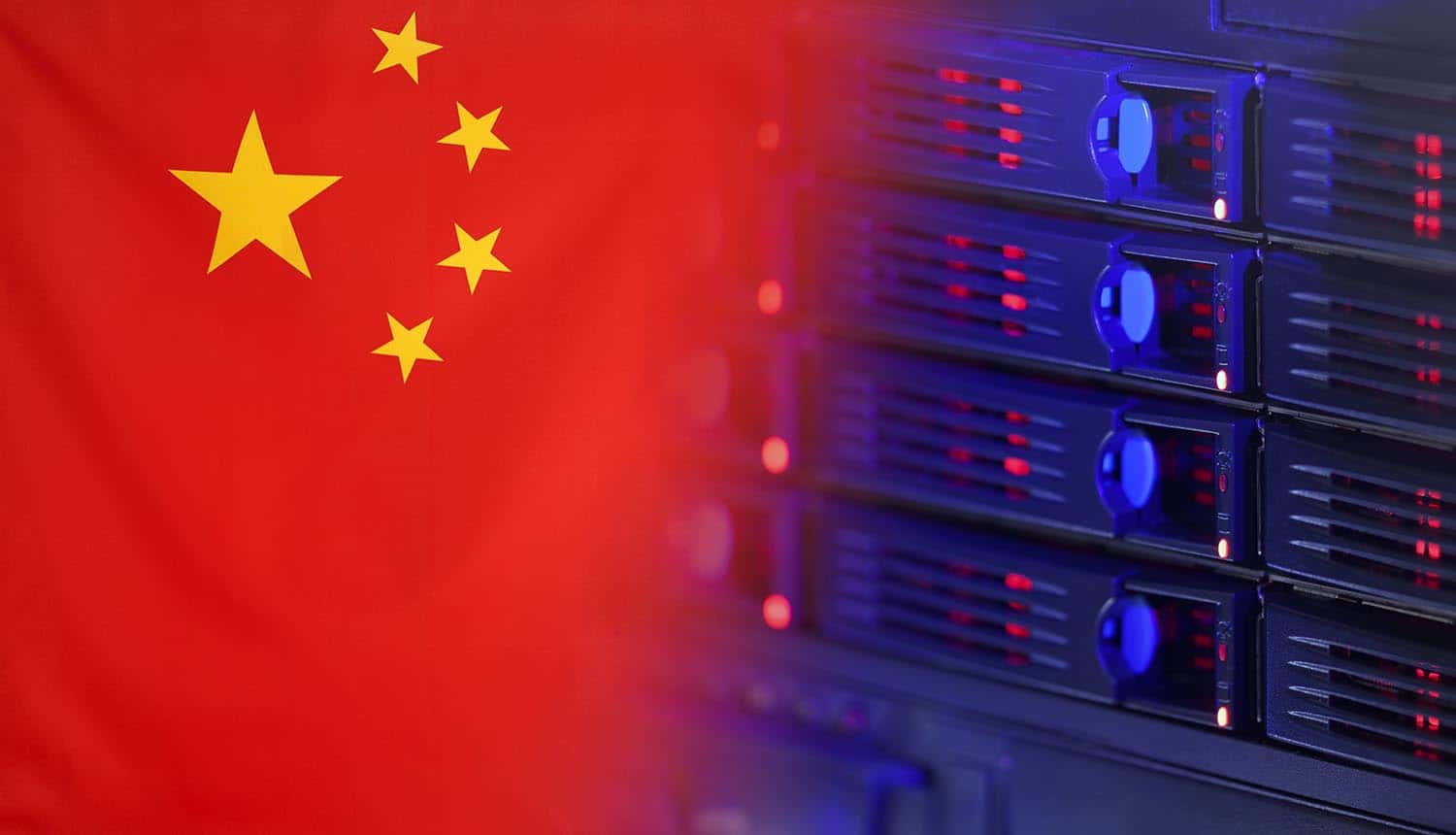 China flag and server hardware showing Volt Typhoon cyber attacks