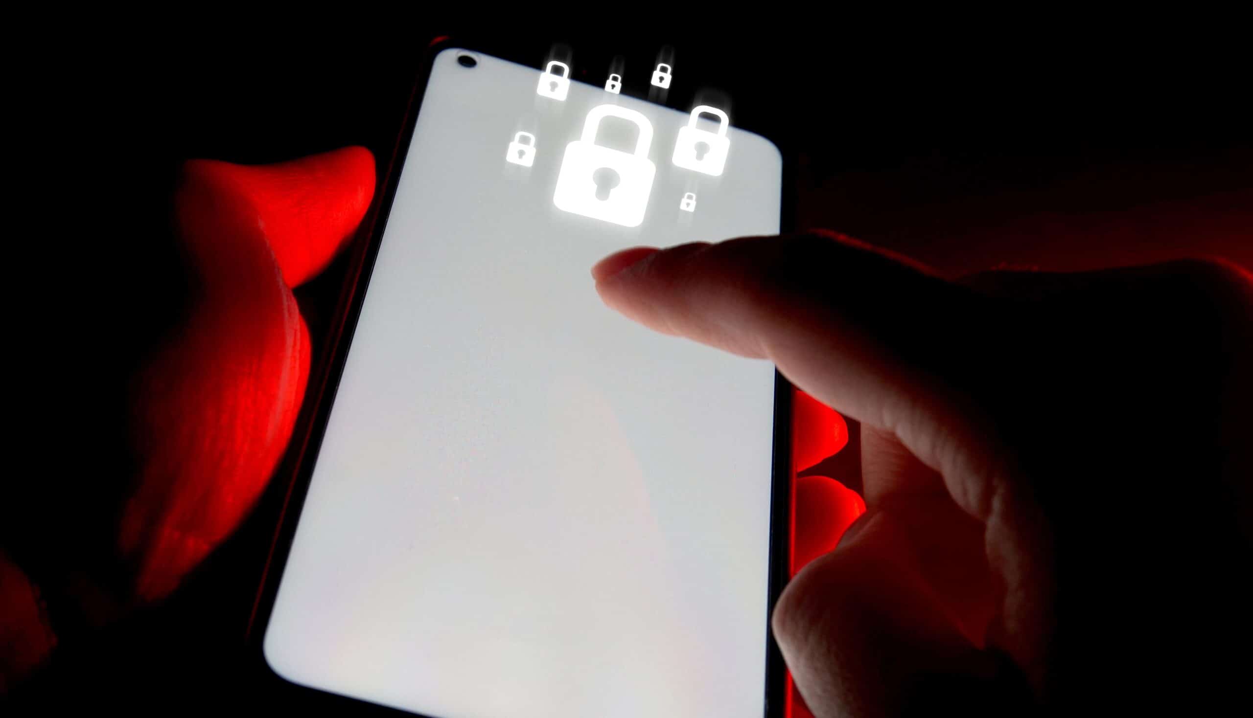 Mobile phone showing security breach of messaging app