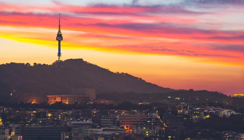 Night view of Seoul tower showing data breach fine