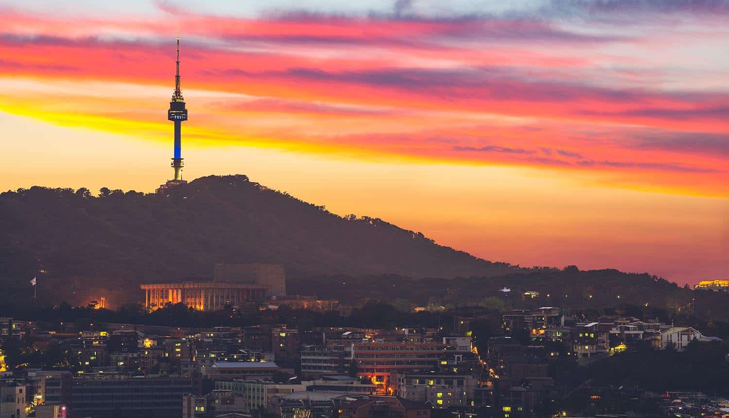 Night view of Seoul tower showing data breach fine