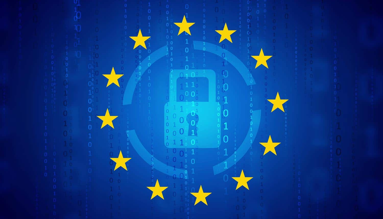 EU flag with lock showing Mythos AI