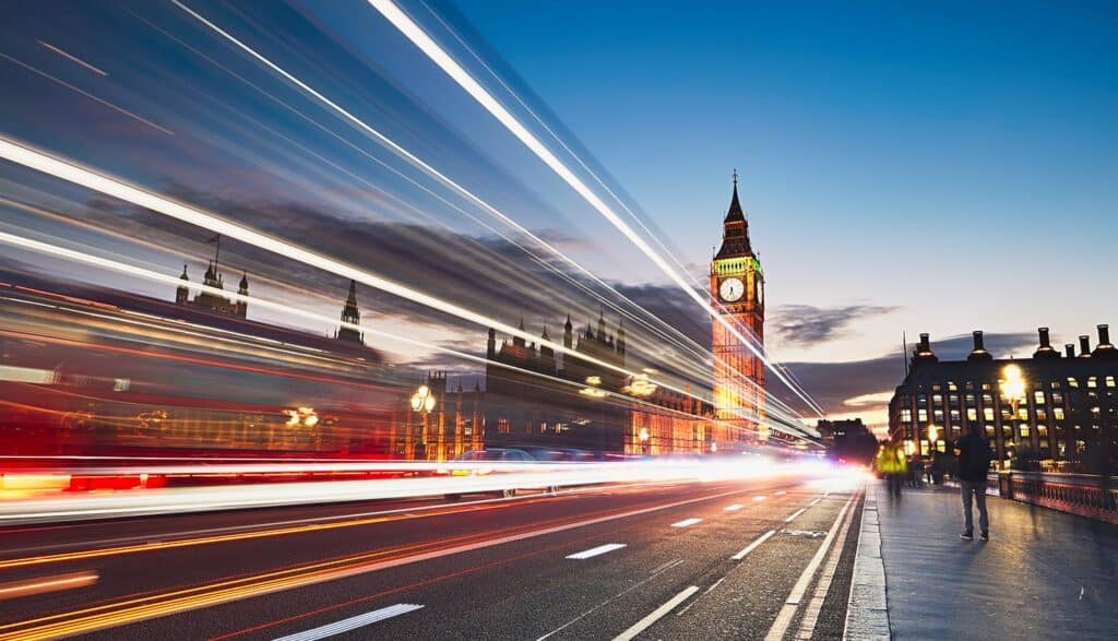 Light trails on bridge showing cyber defense with agentic AI