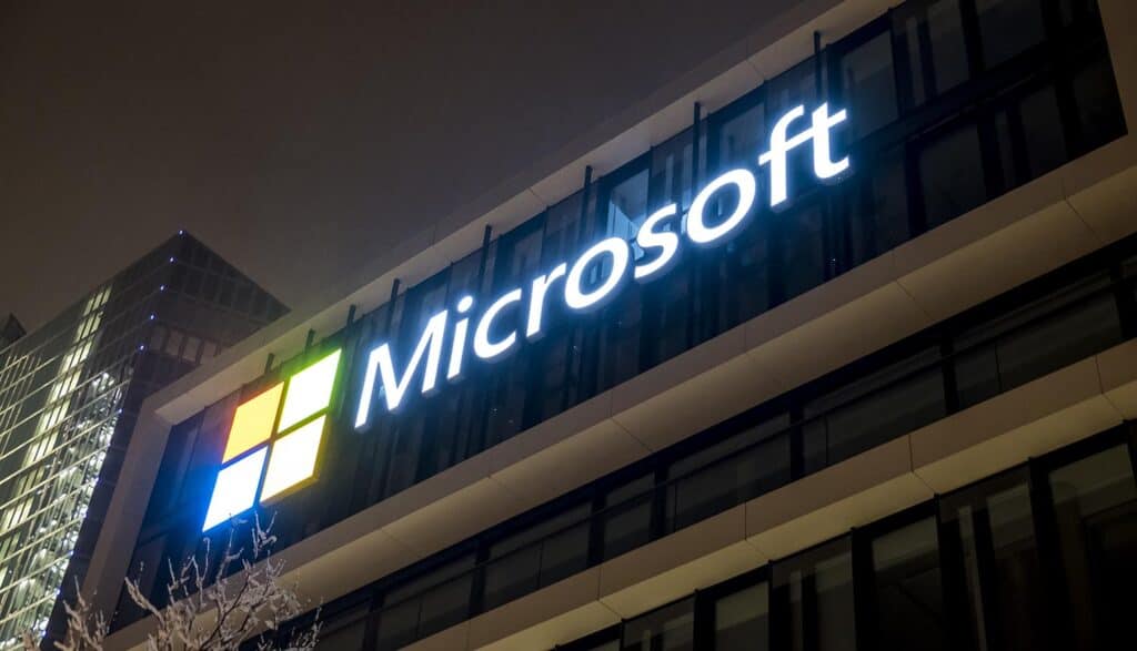 Microsoft building showing security vulnerabilities from Mythos AI