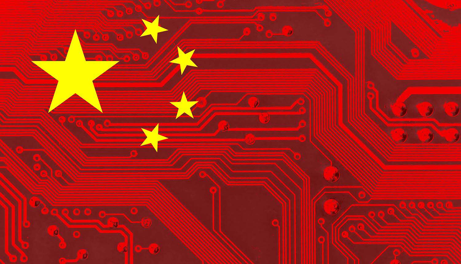 China flag on circuit board showing AI distillation
