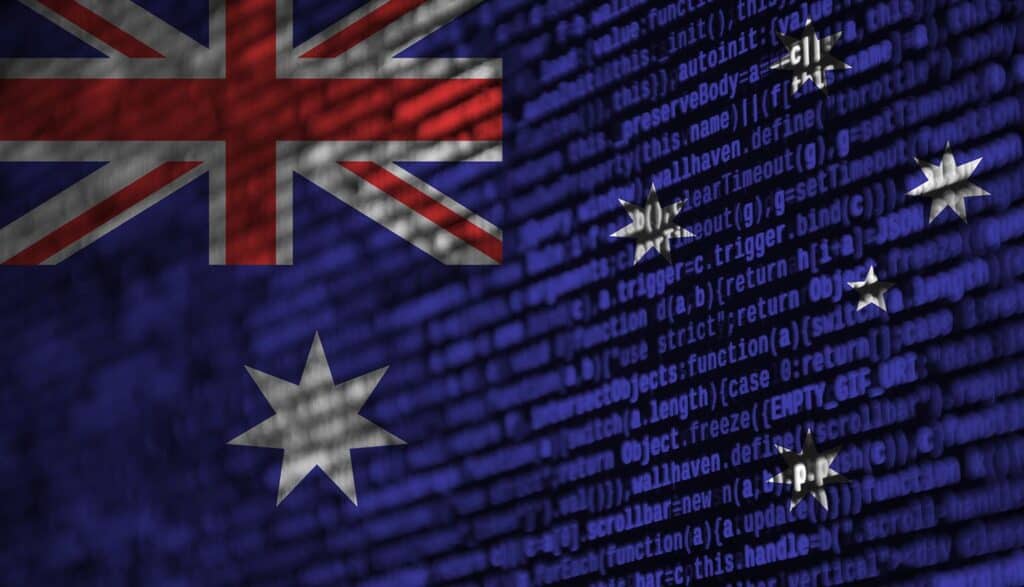 Australia flag on screen showing OpenAI agent attack on government servers