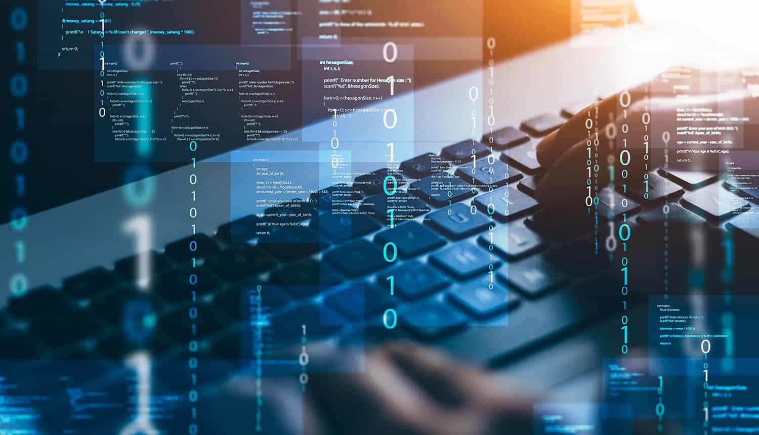 Developer working on laptop showing AI coding agents